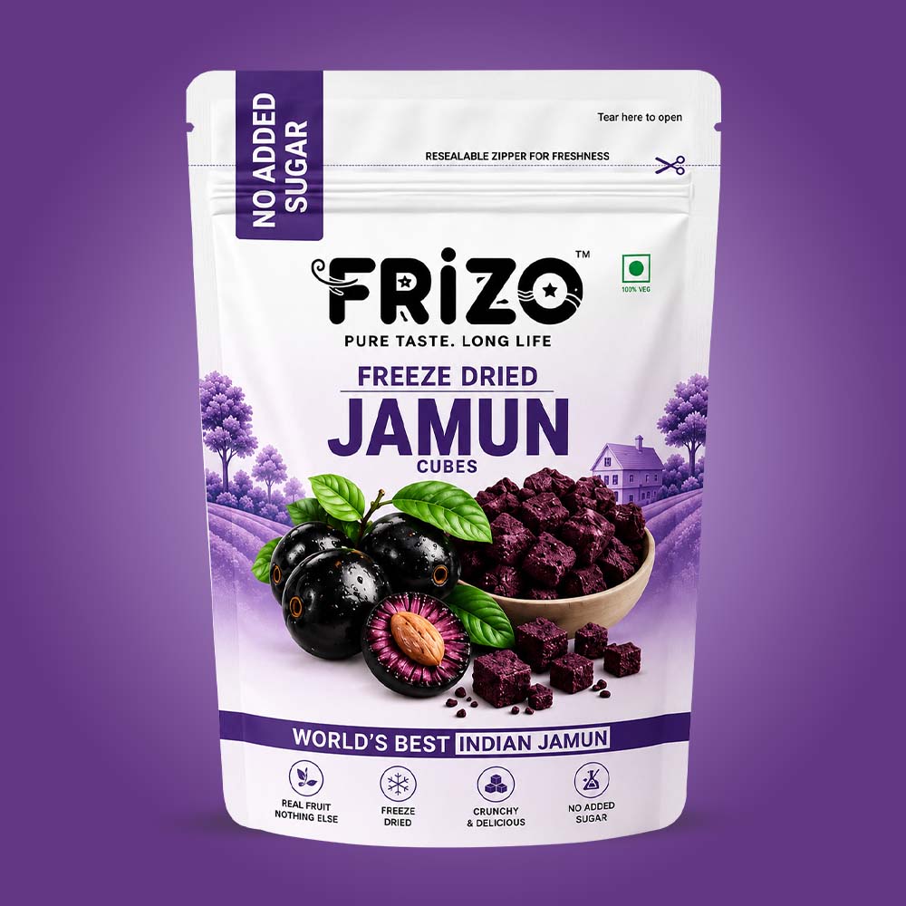 Freeze Dried Jamun Cubes | Healthy Jamun Snack | Natural, Vegan, No Preservatives, No Added Sugar