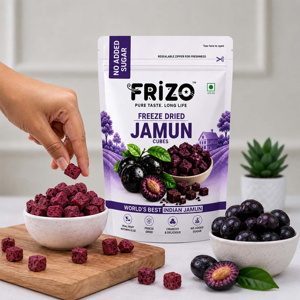 Freeze Dried Jamun Cubes | Healthy Jamun Snack | Natural, Vegan, No Preservatives, No Added Sugar - Image 3