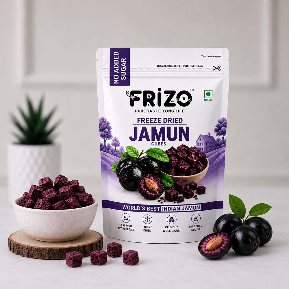 Freeze Dried Jamun Cubes | Healthy Jamun Snack | Natural, Vegan, No Preservatives, No Added Sugar - Image 2